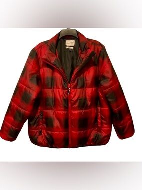 Like New Universal Thread XL Red Buffalo Plaid Puffer Jacket